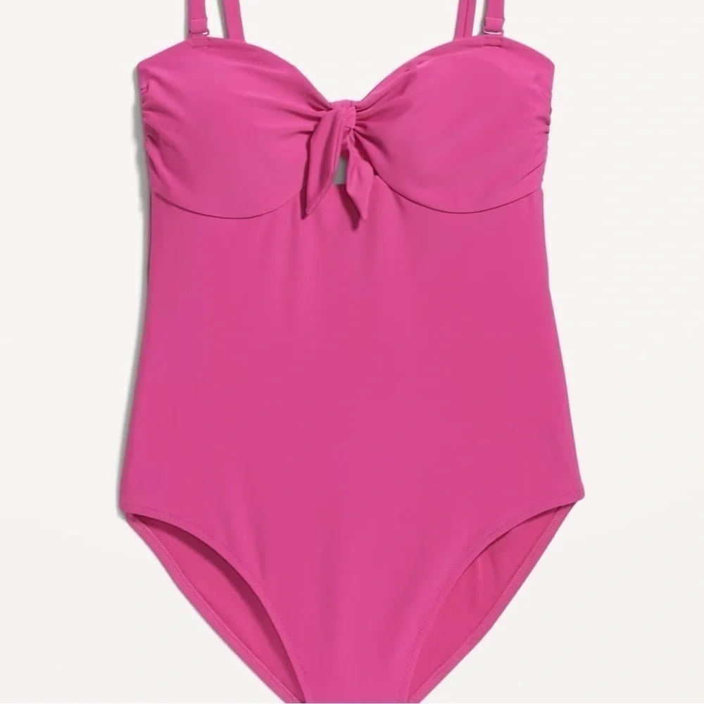 Old Navy Magenta Knot Front One-Piece Swimsuit NWT